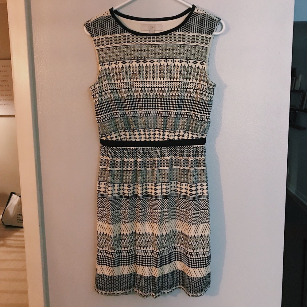 LOFT Black and Cream Sheath Dress